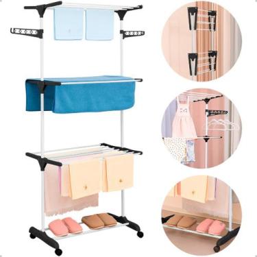 Imagem de Varal De Chão 3 Andares Roupa Calcinha Dobrável Grade Reforçado com 4 