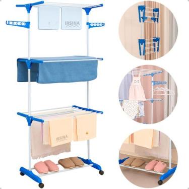 Imagem de Varal De Chão 3 Andares Roupa Calcinha Dobrável Grade Reforçado com 4 