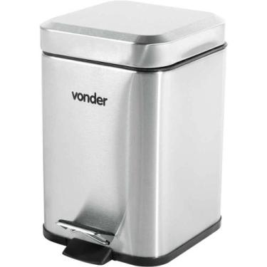 Imagem de Lixeira Retangular, 3 Litros, Inox, Cinza, Vonder OstenVonder