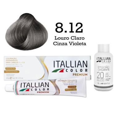 Imagem de Coloração 8.12 Louro Claro Cinza Violeta + Oxi 20 Vol  Itallian Color 
