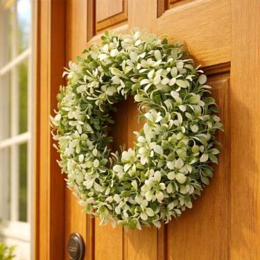 Imagem de Guirlanda Coroa De Flores Artificial Enfeite Decorativo 25cm - Genéric