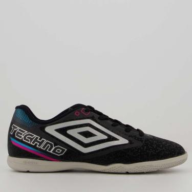 Imagem de Chuteira Umbro Techno II Futsal Juvenil Preta e Cinza-Unissex