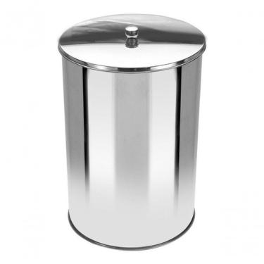 Imagem de Lixeira Office 5L em Aço Inox com Tampa Redonda para Escritório com Design Moderno Inox