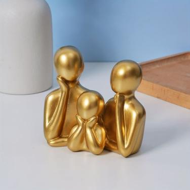 Imagem de Estatueta Decorativa Trio de Família Gesso Abstrata Minimalista para Sala Quarto e Escr...
