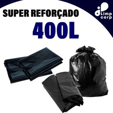 Imagem de Saco para Lixo 400 Litros Super Reforçado Capacidade 100 Unidades Preto, Branco, Azul,...