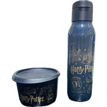 Imagem de Kit Pote e Garrafa Harry Potter para Alimentos e Bebidas em Plástico com Vedação Hermét...