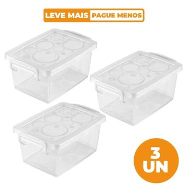 Imagem de Kit 3 Caixas Organizadoras Plásticas Bel Ordene para Organização de Objetos com Trava e...