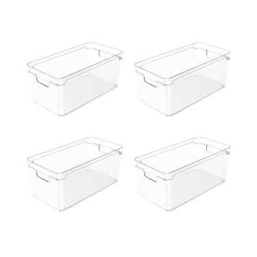 Imagem de Kit 4 Organizadores de Armário Clear para Despensa em Poliestireno Empilhável com Alças...
