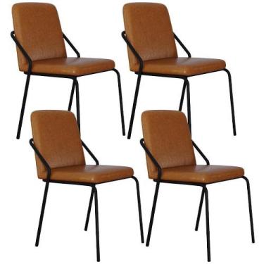 Imagem de Kit 04 Cadeiras Estofada Para Sala De Jantar Loft Preto C01 material s