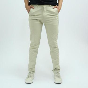 Imagem de Calca Sarja CAW Camisaria Sport Fino Slim, 46, Bege