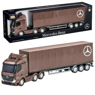 Imagem de Caminhão Baú Mercedes Benz de 50cm Grande Brinquedo Infantil Resistent