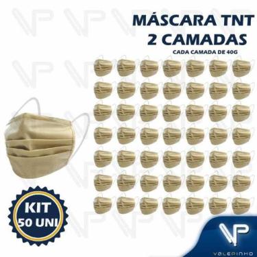 Imagem de Máscara descartavel facial tnt c/elástico dupla proteção marrom 50 uni