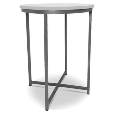 Imagem de Mesa De Canto Alta Gana - Prata/Branca - Genus Móveis, Prata/Branco