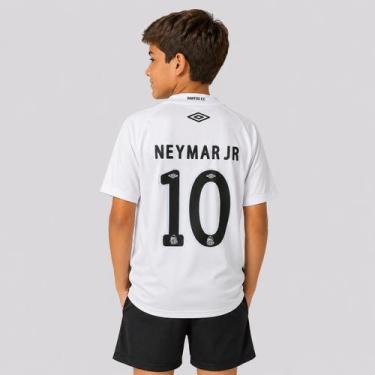 Imagem de Camisa Umbro Santos I 2025 Juvenil 10 Neymar Jr, 12 ANOS