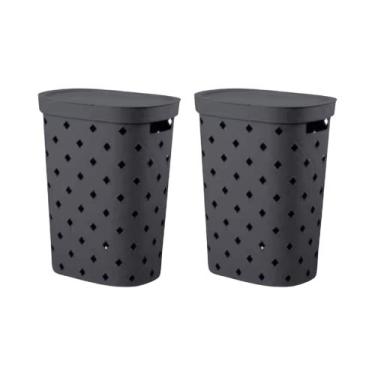 Imagem de COMP Kit com 2 Cestos de Roupas com Tampa Puffer 49L - Brinox