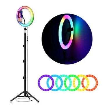 Imagem de Ring Light Rgb Colorida 33cm 13 Polegadas com Tripé 2M L - Generica