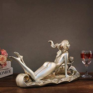 Imagem de Armário de vinho criativo europeu com personagens práticos, suporte de vinho de uva, decoração de casamento, resina, artesanato, 35 x 20 x 16 cm