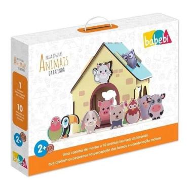 Imagem de Passa Figuras Encaixe Animais Da Fazenda Em Madeira