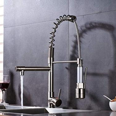 Imagem de Torneiras para pia de cozinha Torneira de cozinha com luz LED, Bico giratório Puxador para pia de banheiro Torneira misturadora para pia e torneiras de cozinha para misturador de água