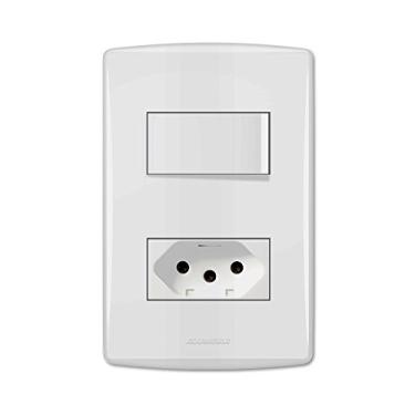 Imagem de Conjunto com 1 Interruptor Simples e 1 Tomada, Alumbra, Siena 6084, Branco