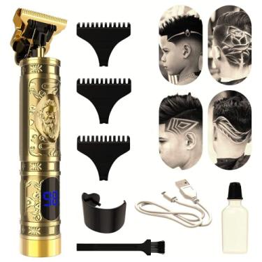 Imagem de Aparador De Pelo Barbeador Com Visor Vintage Dourado 100v/240v Maquininha de Pezinho