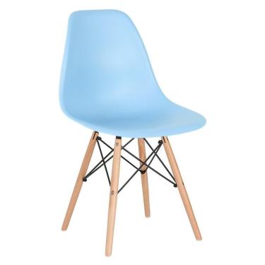 Imagem de Cadeira Charles Eames Eiffel Dsw Com Pés De Madeira Clara Azul Claro