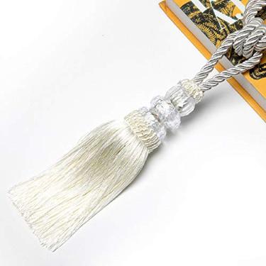Imagem de 1 peça cortina tieback decoração de casa borlas de ouro tieback bola pendurada artesanal acessórios de cortina fivela corda, branco, 4 peças