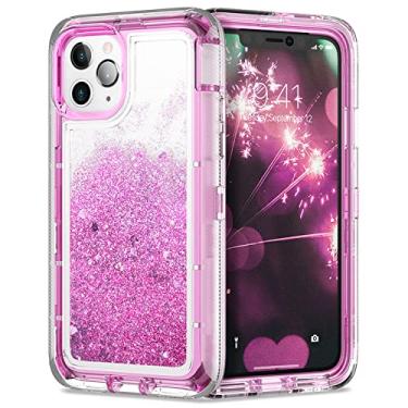 Imagem de Capa Glitter Bling Liquid Quicksand para iPhone 12 11 13 Pro Max XR XS X 7 8 6 Plus Capa transparente 360 à prova de choque, Rose Red, para iPhone 8