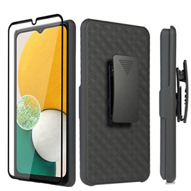 Imagem de Ailiber Compatível com capa Samsung Galaxy A13 5G, coldre Galaxy A13 5G com protetor de tela, clipe de cinto giratório, suporte de suporte, capa deslizante fina à prova de choque para Galaxy A13-preta
