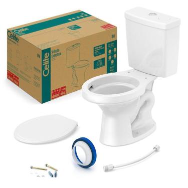 Imagem de Kit Vaso Sanitário com Caixa Acoplada 6L Uni Celite Branco
