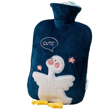 Imagem de Garrafa de água quente com capa de pelúcia macia bolsa de água quente para compressas quentes e frias, aquecedor de pés de mão, ideal para cólicas menstruais, alívio da dor no pescoço e ombro, 7.500 ml