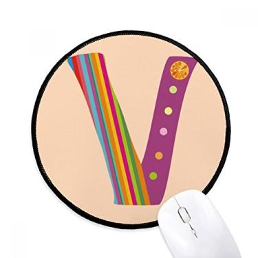 Imagem de V Alfabeto laranja frutas bonito padrão mouse pad desktop escritório tapete redondo para computador