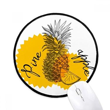 Imagem de Mouse pad de frutas com desenho de abacaxi amarelo, tapete redondo para computador
