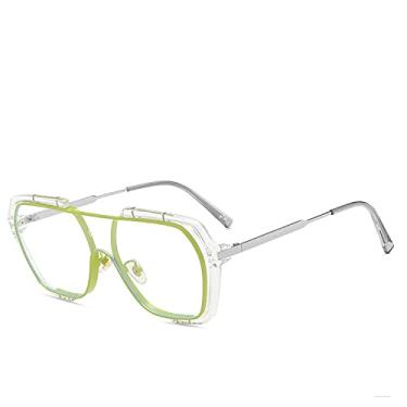 Imagem de Óculos de sol de uma peça amarelo transparente fashion feminino masculino óculos de sol quadrado grande de luxo com letras elegantes tons de óculos, amarelo claro, tamanho único