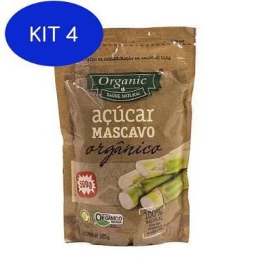 Imagem de Kit 4 Açúcar Mascavo Orgânico - Organic 500Gr