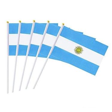 Imagem de Kind Girl - Pacote com 25 mini bandeiras da Argentina, bandeira argentina redonda, suprimentos de decoração de festa para desfiles, Copa do Mundo, eventos esportivos, festival internacional