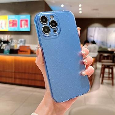 Imagem de Capa protetora Shining Bling Glitter para iPhone 13 12 Pro Max 11 XR XS Capa à prova de choque, transparente e macia em TPU, azul, para iPhone XR