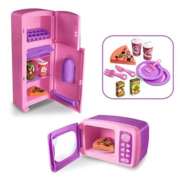 Imagem de Cozinha Infantil Kitchen Show Geladeira + Microondas Rosa - Zuca Toys