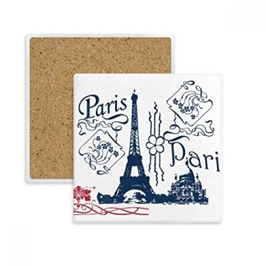 Imagem de Torre Eiffel, França, Paris, desenho, quadrado, porta-copos, suporte de subplaca, pedra isolante