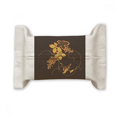 Imagem de Bolsa de linho de algodão com estampa de flor marrom japonesa