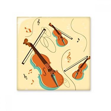 Imagem de Pedra adorna de tijolo vitrificado com estampa de instrumentos musicais de violino, azulejo de cerâmica brilhante