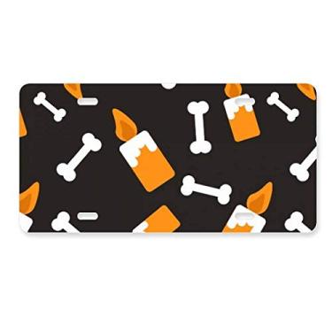 Imagem de DIYthinker Candle Bone Halloween Hallowmas placa de carro decoração de carro acessório de aço inoxidável