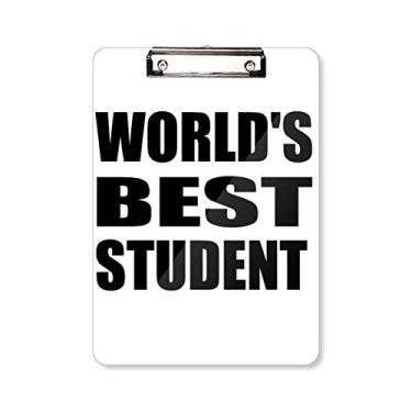 Imagem de World's Best Student Teacher Citação Prancheta Pasta Bloco de Escrita Placa de Apoio A4