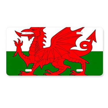 Imagem de DIYthinker Bandeira nacional de Wales da Europa com placa de licença para decoração de carro em aço inoxidável