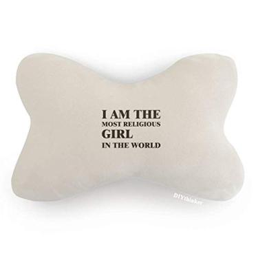 Imagem de DIYthinker Almofada para apoio de cabeça I Am The Religious Girl com acabamento de carro, almofada para decoração de pescoço