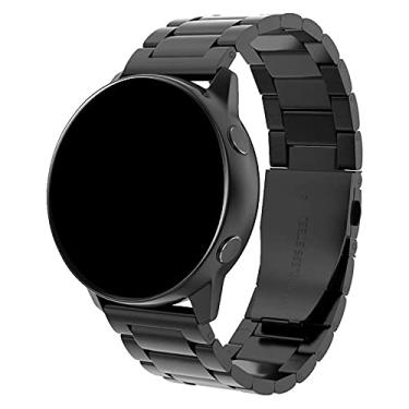 Imagem de Pulseira 20mm Metal 3 Elos compatível com Samsung Galaxy Watch Active 1 e 2 - Galaxy Watch 3 41mm - Galaxy Watch 42mm - Amazfit GTR 42mm - Amazfit GTS - Marca LTIMPORTS (Preto)