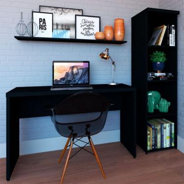 Imagem de Conjunto de Mesa com Estante e Prateleira de Escritório Corp Preto