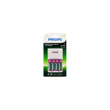 Imagem de Carregador de Pilhas Philips com 4 PIlhas aa Recarregáveis 2450 mAh