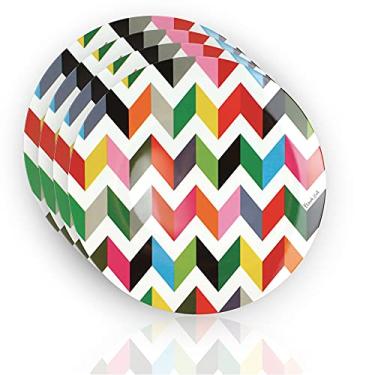 Imagem de French Bull Pratos – Conjunto de 4 peças – Conjunto de pratos de jantar de melamina de 28 cm – Louça de melamina para ambientes internos e externos – Ziggy