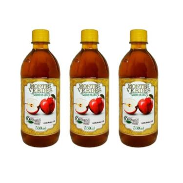 Imagem de Kit com 3 Vinagre Orgânico de Maçã 530ml 5% De Acidez Puro 530ml Vinagre Montes Verdes